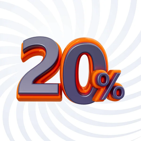 20 percent discount for online shop sale banner realistic number 3d render concept