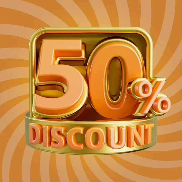 50 percent discount for online shop sale banner realistic number 3d render concept