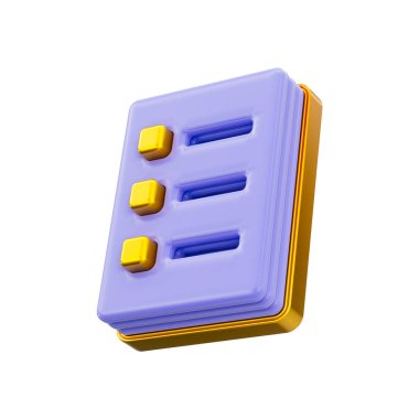 Belgeler listesi beyaz arkaplan üzerinde kontrol işareti 3d oluşturma kavramı