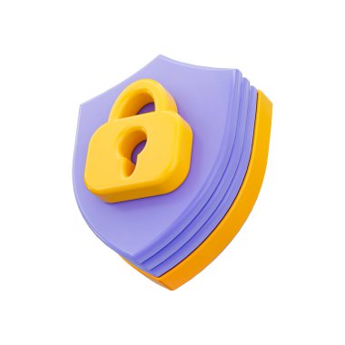 Beyaz arkaplanda güvenlik koruması kalkanı simgesi 3d oluşturma kavramı