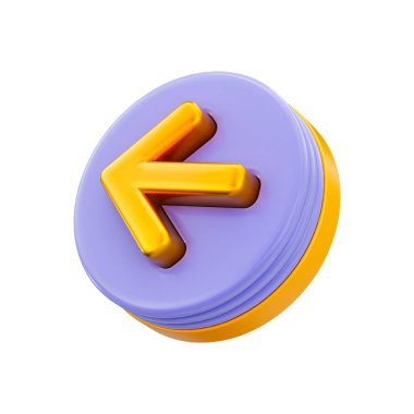 Beyaz arkaplanda sol ok simgesi 3d canlandırma kavramı