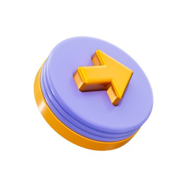 Beyaz arkaplanda sağ ok simgesi 3d canlandırma kavramı