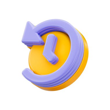 Beyaz arkaplanda Zaman Saat Döndürme simgesi 3d oluşturma kavramı