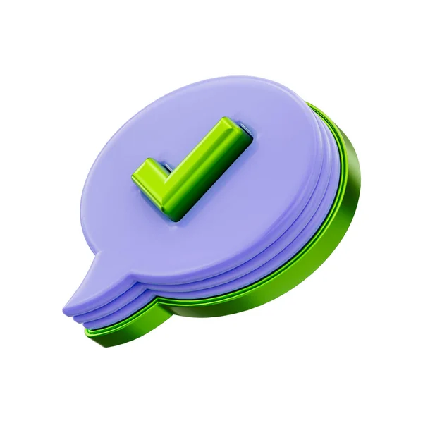 Comment Checmark Icon Render Concept White Background — 스톡 사진