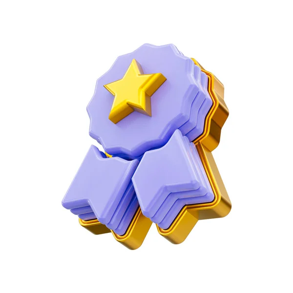 Quality Guarantee Badge Award Star Icon Render Concept White Background — 스톡 사진