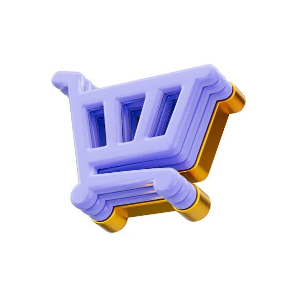 Shopping Cart Icon Render Concept White Background — Stock Photo, Image