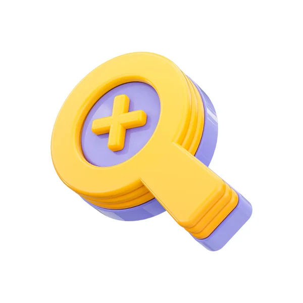 Zoom Magnifying Glass Icon Render Concept White Background — Stock Photo, Image
