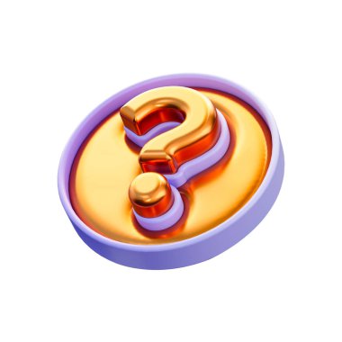 gerçekçi parlak soru işareti daire rozet simgesi 3d çözüm karar konsepti için oluşturuldu