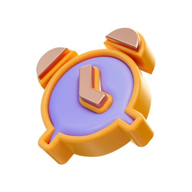 gerçekçi parlak çizgi film bak alarm saati simgesi uyanma zamanı için 3D canlandırma konsepti