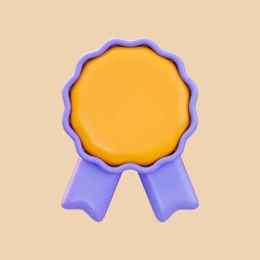 gerçekçi parlak çizgi film madalya ikonu 3d ödül boş kurdele için hazırlanır