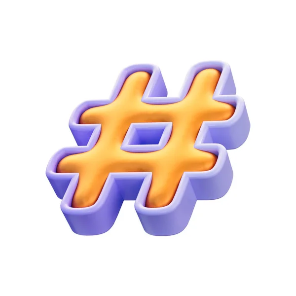 Hashtag Brillante Realista Icono Sinusoidal Render Concepto Para Sitio Web — Foto de Stock