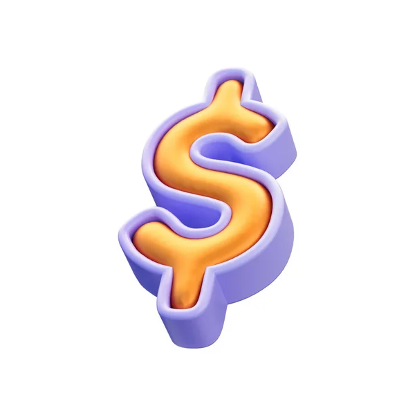 Реалістичний Глянсовий Долар Синус Значок Концепція Рендерингу Використання Грошей Символ — стокове фото