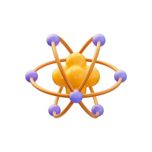 Realistyczny Błyszczący Kreskówka Wygląd Atom Fizyczny Symbol Izometryczny Płaska Ikona — Zdjęcie stockowe