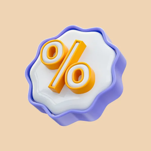 Realistischer Hochglanz Prozentsatz Badge Icon Render Für Verkäufe Rabatt Anbieten — Stockfoto