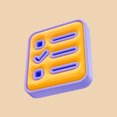 kağıt sayfaları için karikatür görünümü belge kontrol listesi simgesi 3d oluşturma kavramı onaylandı