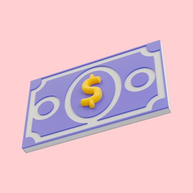 Amerikan USD para tasarrufu ve nakitsiz için gerçekçi, parlak dolar nakit ikonu 3D yorumlama kavramı