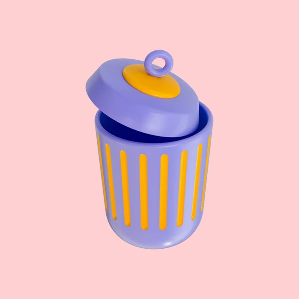 Realistico Lucido Cestino Icona Concetto Rendering Wastebasket Dustbin Ripristinare Simbolo — Foto Stock