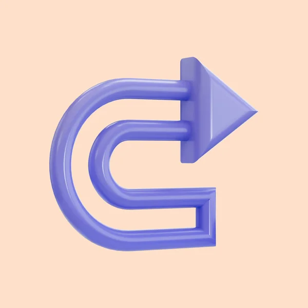 方向とウェブサイトのアプリケーションシンボルのための右矢印アイコン3Dレンダリングコンセプト — ストック写真