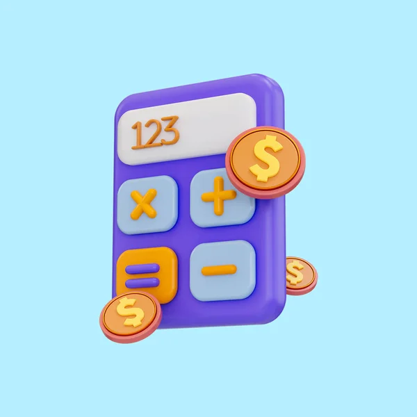 Calculatrice Argent Dollars Icône Rendu Concept Pour Planification Financière Gestion — Photo