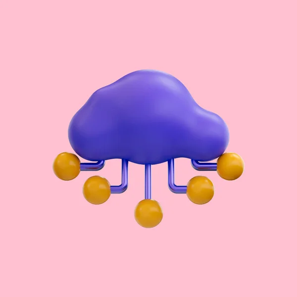 Cartoon Look Cloud Sharing Icoon Renderen Concept Voor Data File — Stockfoto