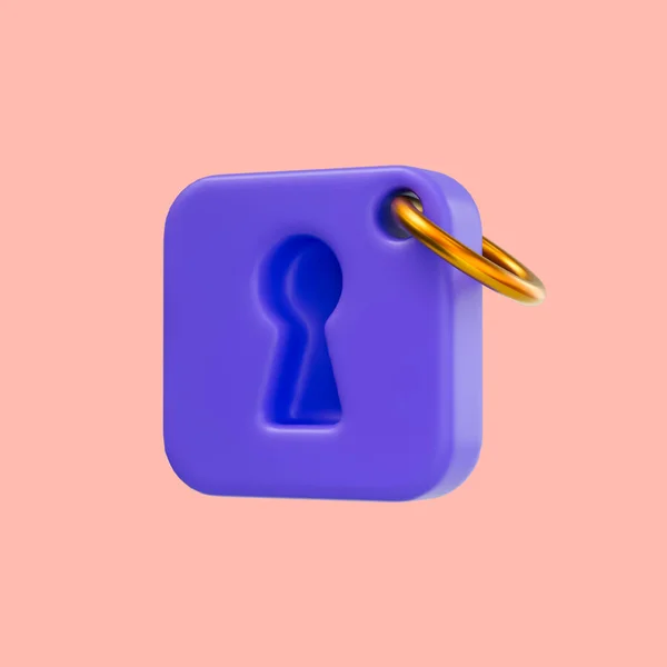 Cartoon Look Lock Icon Render Concept Privacy Security House Bank — Stock Photo, Image