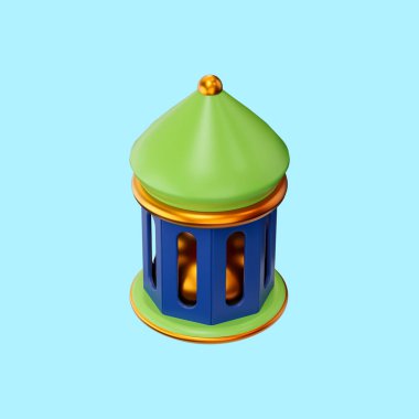 Ramazan desenli afiş ve takvim ögesi için fener simgesi 3d hazırlama kavramı