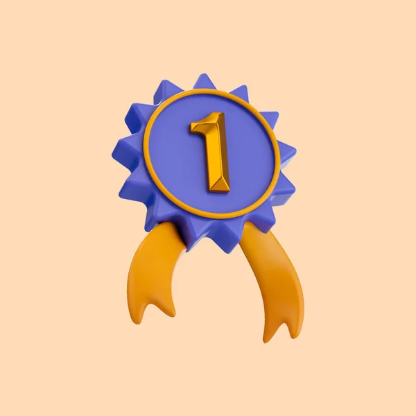 1St Rank Badge Icon Render Concept Winner Guarantee Winning Prize — Stock Photo, Image