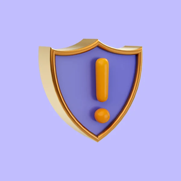 Cartoon Look Security Shield Exclamation Icon Render Concept Safety Protection — Stock Photo, Image