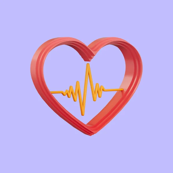 Rytm Serca Ikona Renderowania Koncepcja Dla Kardiogramu Zdrowy Styl Życia — Zdjęcie stockowe