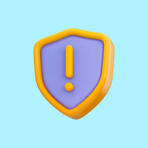 Ícone Exclamação Escudo Segurança Render Conceito Para Proteção Segurança Cibernética — Fotografia de Stock