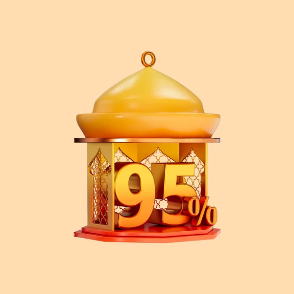 Percent Icon Islamic Lantern Render Concept Ramadan Eid Discount Sale — Stock Photo, Image