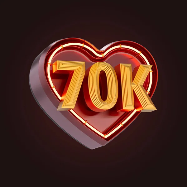 Setenta Mil 70K Seguidor Celebración Amor Icono Neón Brillo Iluminación —  Fotos de Stock