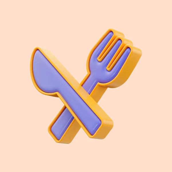 Cuillère Couteau Icône Rendu Concept Pour Cuisiner Manger Dans Restaurant — Photo