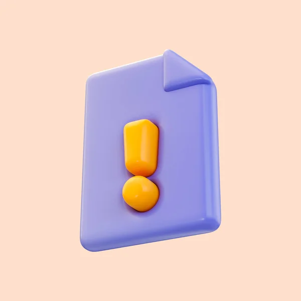 File Exclamation Icon Render Concept Personal Reject File Documento Não — Fotografia de Stock