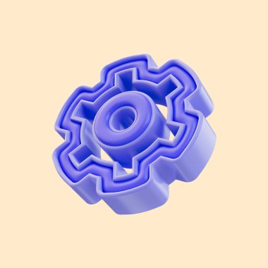 teknik problem çözme ve uygulama işareti sembolü için gerçekçi ışıltılı dişli simgesi 3d oluşturma kavramı