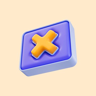 karikatüre bak çapraz işaret küp rozet simgesi 3d yanlış pasifleştirme kavramı