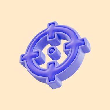 Hedef kitleme ve oyun odaklı kırpma kullanımı için hedef gösterge ikonu 3d oluşturma kavramı