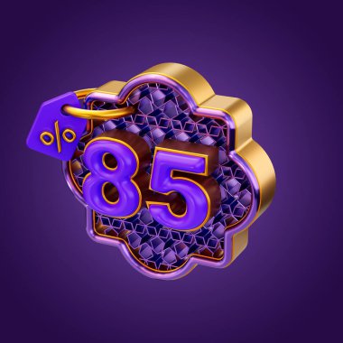 % 85 indirimli etiket ikonu 3d yorumlama konsepti raamazan ve bayram çevrimiçi satış rozeti