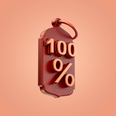 % 100 indirimli etiket ikonu 3d yorumlama konsepti Ramazan ve bayram çevrimiçi alışveriş tanıtımı sunar