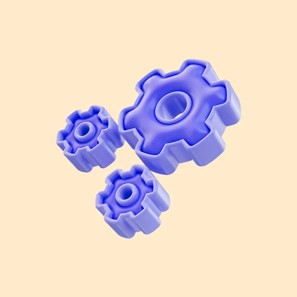 Cartoon Look Gear Icon Render Concept Technical Problem Solve Application — Stock Photo, Image