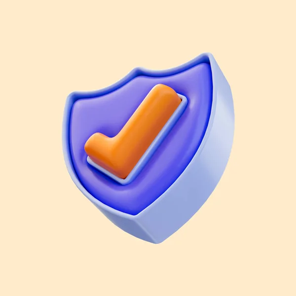 Ícone Marca Verificação Escudo Segurança Renderiza Conceito Para Proteção Segura — Fotografia de Stock