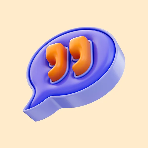 Cartoon Look Comment Quotes Icon Render Concept Tag Line Quotation — стоковое фото