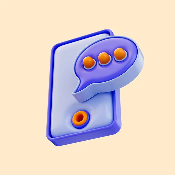Smart Phone Comment Box Icon Render Concept Para Tecnología Comunicación — Foto de Stock