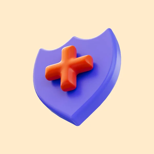 Aspecto Dibujos Animados Icono Escudo Seguridad Médica Renderizar Concepto Para — Foto de Stock