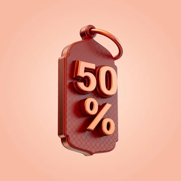 Percent Discount Tag Icon Render Concept Ramadan Eid Online Shopping — Stock Photo, Image
