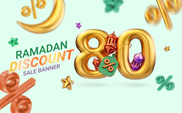 Oro Realista Por Ciento Descuento Ramadán Eid Super Venta Oferta — Foto de Stock