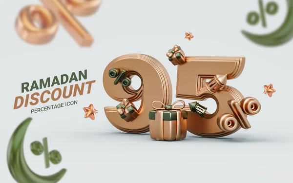 Ramadan Eid Sale Banner Template Discount Percent Render Crescent Moon — Stock Photo, Image