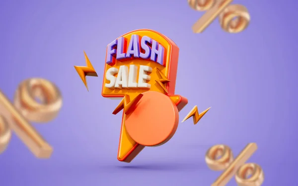 Flash Sale Percentage Banner Template Design 렌더링된 제공에 — 스톡 사진