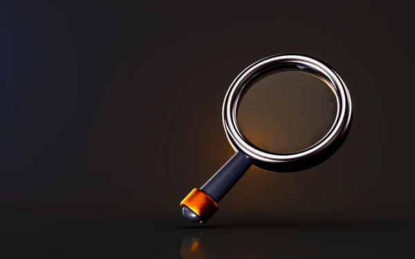 Magnifying Glasses Icon Optical Search Dark Background Render Concept Finding — Stock Photo, Image