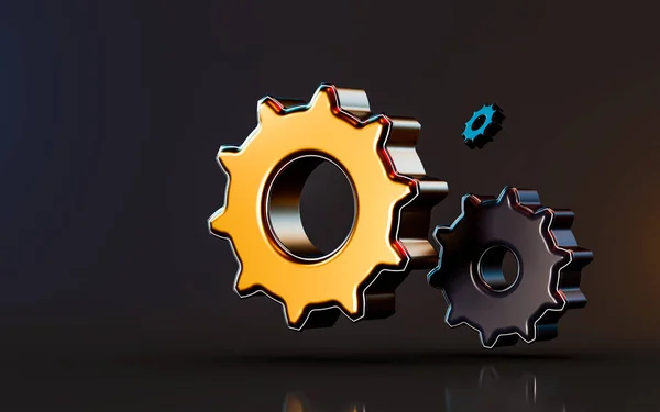 Gear Icon Dark Background Render Concept Technical Problem Solve Application — Stock Photo, Image